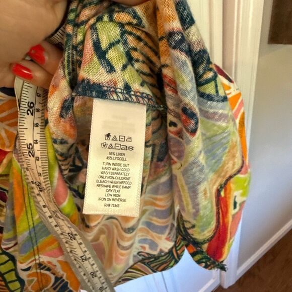 C&C linen tropical collared midi dress M - Picture 5 of 10